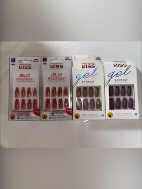 Bundle of Kiss Gel & Jelly Fantasy Nails in Mauve, Pink and Gold Glitter